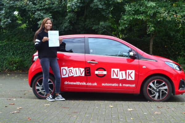 Manual Driving Lessons Palmers Green. Tanya passed her manual driving test first time with Drive with Nik