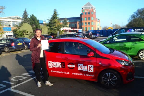 Automatic Driving Lessons Palmers Green. Zara passed her automatic driving test first time with Drive with Nik